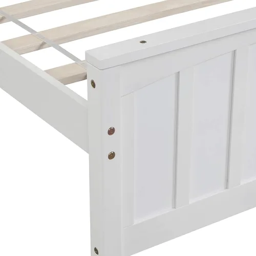 Miniatura 7 de Harper & Bright Designs Cama de plataforma de madera de tamaño individual con cabecero, no necesita somier, color blanco