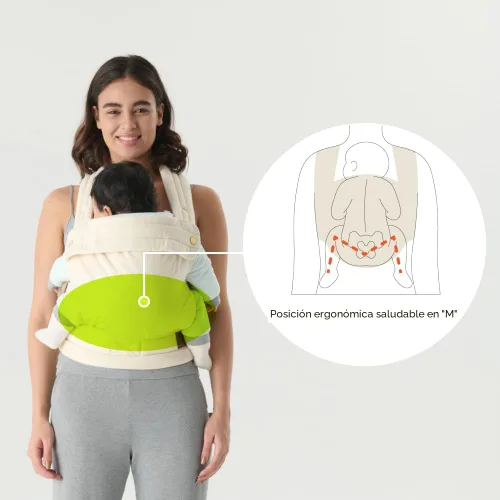 Miniatura 3 de Portabebés ergonómico para recién nacidos a niños pequeños, ligero y transpirable, de algodón, para comodidad con manos libres (blanco hueso)