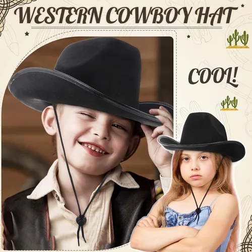 Miniatura 6 de Unittype Juego de 12 sombreros de vaquero para niños, sombrero de vaquera occidental y bandanas de poliéster para niños y niñas, disfraces