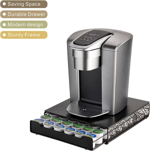 Miniatura 7 de Flagship Cajón de almacenamiento de cápsulas de café, organizador para Keurig (42 cápsulas, hierro)