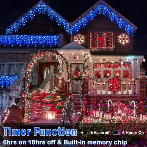 Miniatura 5 de Hezbjiti - Luces de Navidad para decoración al aire libre, 1600 luces LED de 164 pies, 8 modos, 320 gotas, guirnalda de luces para decoración