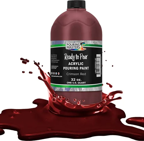 Miniatura 51 de POURING MASTERS Pintura Acrílica Roja Carmesí Lista para Verter - Premium de 8 Onzas Premezclada a Base de Agua - para Lienzo, Madera, Papel, Rojo