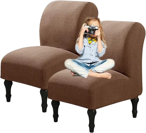 Miniatura 68 de Fundas elásticas para silla sin brazos, extraíbles y lavables, de elastano jacquard sin reposabrazos, protector de muebles para sala de estar, Verde