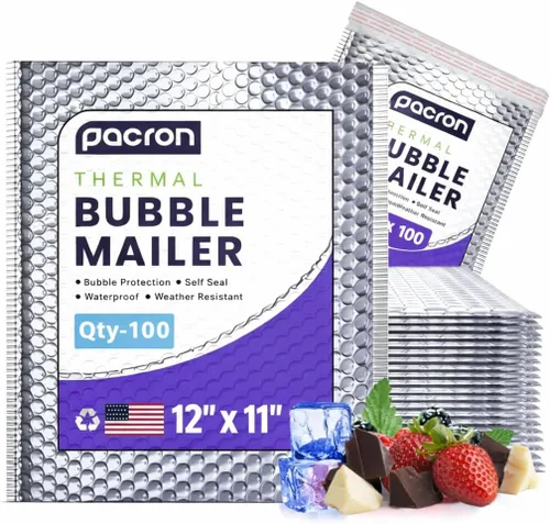 Miniatura 10 de Paquete de 100 sobres térmicos aislados de burbujas plateadas de 6.5 x 11 pulgadas, sobres acolchados autosellantes de papel metálico impermeables