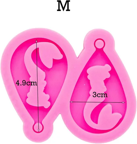 Miniatura 2 de Molde de aretes con forma de lágrima estilo sirena súper brillante, molde de resina epoxi, molde de silicona hecho a mano, cola de pez para mujer