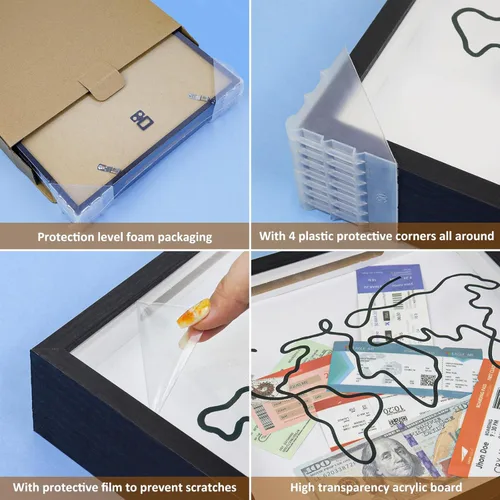 Miniatura 5 de ZEEYUAN Caja de archivo de aventura de viaje de 12 x 12 pulgadas, regalo para papá, regalo de esposa, hija e hijo, caja de sombra de memoria