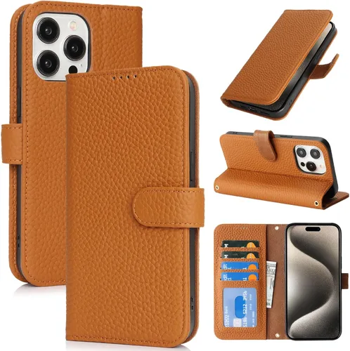 Miniatura 95 de Zouzt Funda para iPhone 11 de 6.1 pulgadas de piel auténtica con 4 ranuras para tarjetas, tarjetero con bloqueo RFID, tapa magnética, función atril