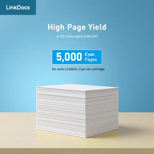 Miniatura 2 de LinkDocs LC406XL - Cartuchos de tinta cian compatibles con Brother LC406 LC406XL C para usar con impresora Brother MFC-J4535DW MFC-J4345DW