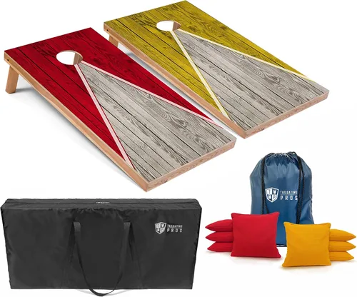 Miniatura 21 de Tailgating Pros Juego de tablero de Cornhole ligero con diseño piramidal con bolsas de frijoles y estuche de transporte, juego de cornhole
