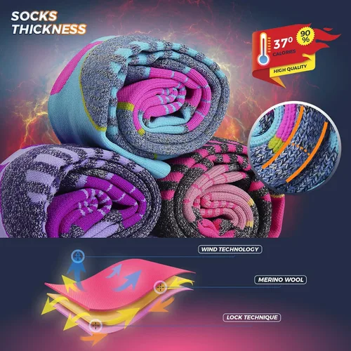 Miniatura 7 de AII Calcetines térmicos de esquí para hombre y mujer (2 pares), calcetines de esquí de fondo, calcetines de snowboard para esquí al aire libre