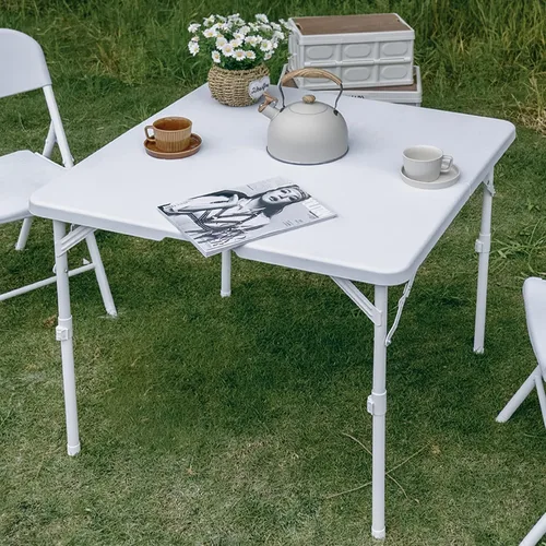 Miniatura 8 de Allpop Mesa plegable de 6 pies para interior y exterior, mesa de comedor de plástico portátil plegable por la mitad con asa de transporte para Blanco