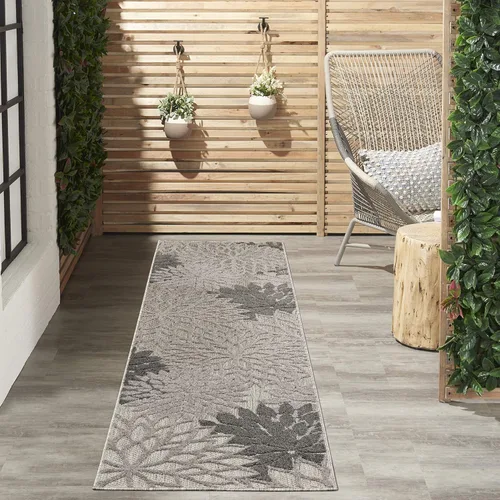 Miniatura 85 de Nourison Aloha - Tapete negro/blanco para interior o exterior, 2 pies y 3 pulgadas x 8 pies, tropical, botánico, fácil limpieza, no desprende pelo