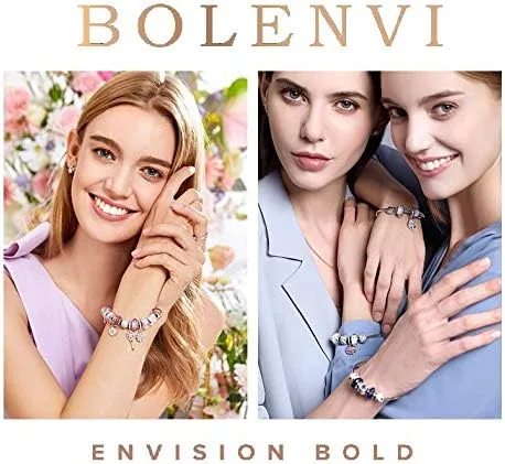Miniatura 9 de Auténtica pulsera Bolenvi de plata de ley 925 de tamaño ajustable compatible con dijes de cuentas Pandora Metal