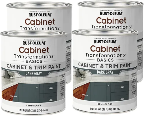 Miniatura 6 de Rust-Oleum 372012 Transformations Basics - Pintura para gabinetes y molduras, cuarto de galón, color negro