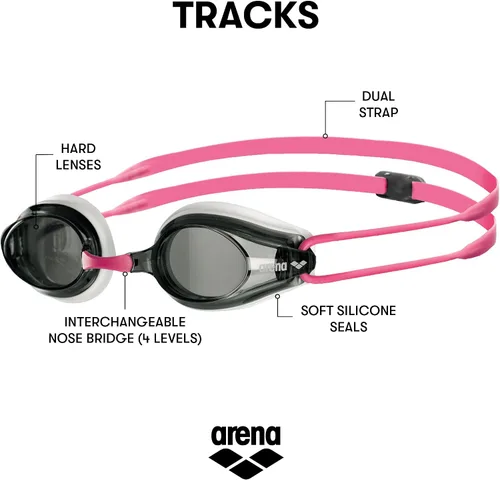Miniatura 2 de Arena Tracks Gafas de natación unisex para adultos esenciales para carreras competitivas de natación, aprobadas por FINA, con lente antiniebla