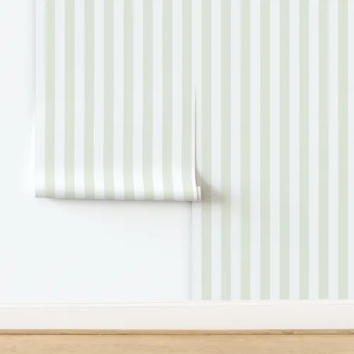 Miniatura 4 de Spoonflower Papel tapiz para despegar y pegar, diseño de rayas verdes verticales descoloridas, rayas verdes de verano, casa de campo, papel pintado