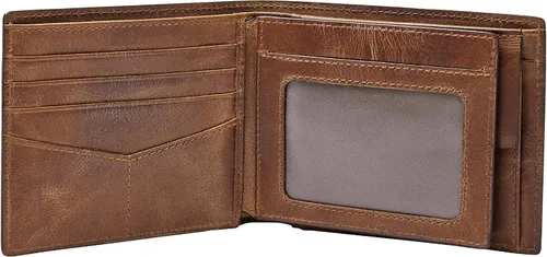 Miniatura 2 de Fossil Mens Derrick Leather RFID-Blocking Large Bifold with Coin Pocket Wallet