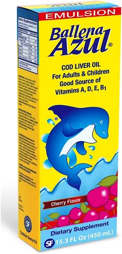 Miniatura 2 de Ballena Azul Aceite de Hígado de Bacalao para Adultos y Niños, Aceite de Hígado de Bacalao para adultos y niños, vitaminas A, D, E, B1, suplemento