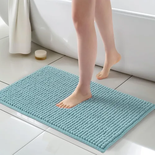 Miniatura 15 de FRESHMINT Alfombra de baño de felpilla gruesa y grumosa, 17"x24", alfombrilla de baño antideslizante, accesorio decorativo suave, linda alfombrilla