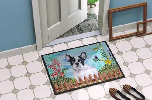 Miniatura 4 de Caroline's Treasures CK1272JMAT - Tapete de primavera de bulldog francés negro y blanco de 24 x 36 pulgadas, tapete de puerta delantera