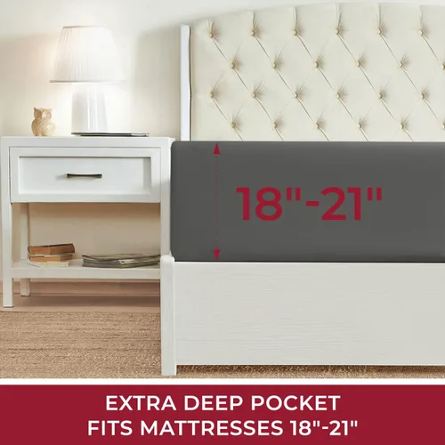 Miniatura 3 de Mellanni Sábana bajera ajustable de bolsillo extra profundo Twin XL – Sábanas de cama de la Colección Icónica con bolsillo profundo de hasta 21 1394