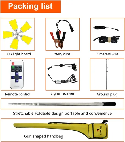 Miniatura 5 de CONPEX Altra luces LED telescópicas de camping, iluminación LED portátil para acampar al aire libre con control remoto y manual, soporte de 12V CC