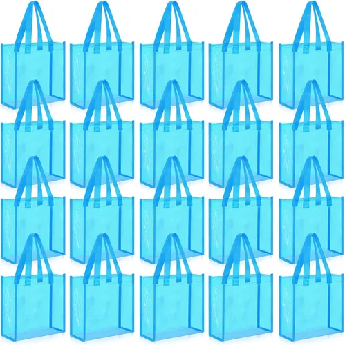 Miniatura 15 de Paterr Paquete de 20 bolsas de plástico transparentes de 10 x 10 x 4 pulgadas, bolsa de regalo aprobada por estadios con asas para mujeres
