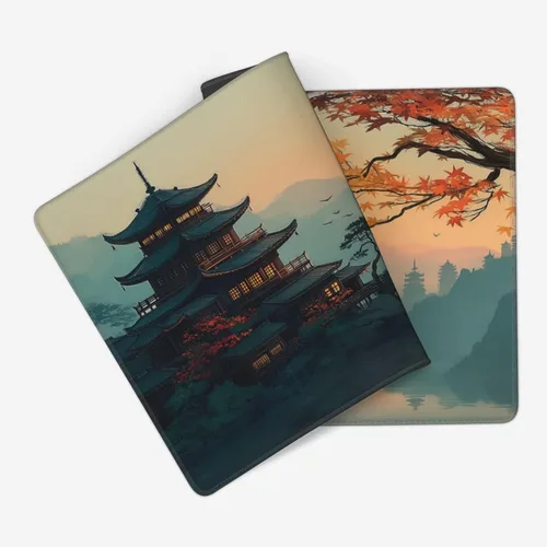 Miniatura 7 de Alfombrilla de mouse grande con diseño japonés de paisaje de edificios antiguos, alfombrilla de teclado para juegos extendida XXL, base de goma