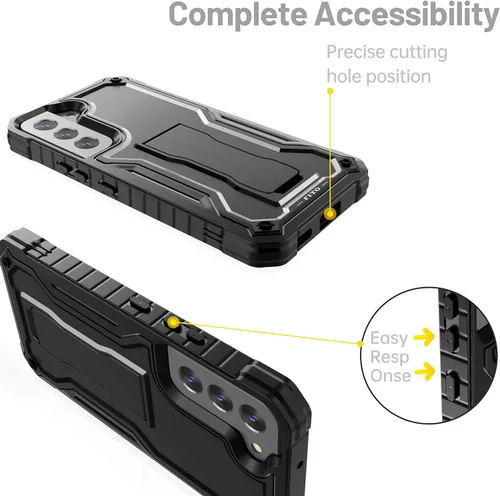 Miniatura 3 de FITO Funda para Samsung Galaxy S22, doble capa a prueba de golpes resistente para teléfono Samsung S22 5G con protector de pantalla, soporte Azul