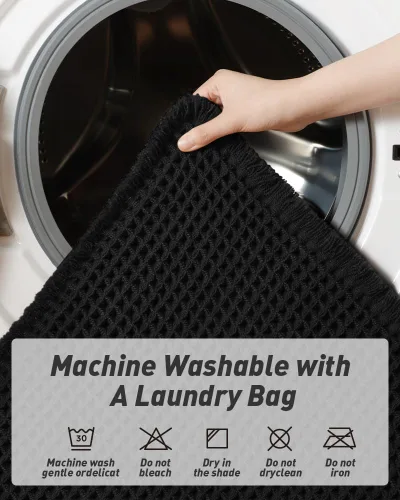 Miniatura 6 de AMOAMI Tapete de baño mejorado con diseño de gofre, súper absorbente, antideslizante, para suelo de baño, lavable a máquina, con borlas, tapetes
