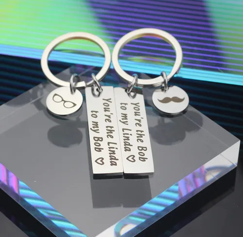Miniatura 5 de RLZRWAI Juego de llaves de pareja inspirado en Burgers Youre the Linda to my Bob regalo del día de San Valentín