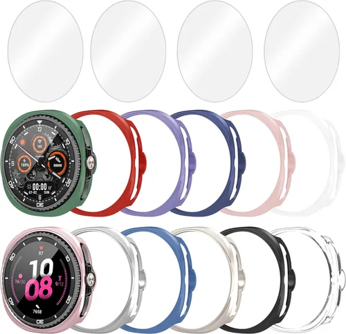 Miniatura 11 de Paquete de 12+4 Fundas para Samsung Galaxy Watch FE/5/4 de 40 mm con Protector de Pantalla de Vidrio Templado, Funda Protectora Resistente a