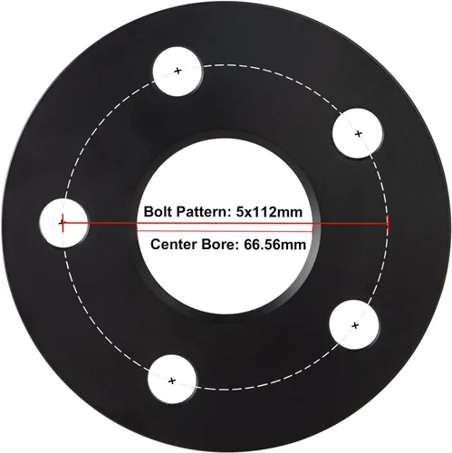 Miniatura 2 de Separadores de rueda forjados negros 5x112 centrados en el cubo de 5 mm con orificio central de 66.56 mm (sin labio) Compatibles