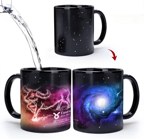 Miniatura 14 de Taza de Constelación de Acuario que Cambia con el Calor de 11 oz, Taza de Café de Horóscopo de Acuario, Taza de Cerámica que Cambia de Color, Regalo