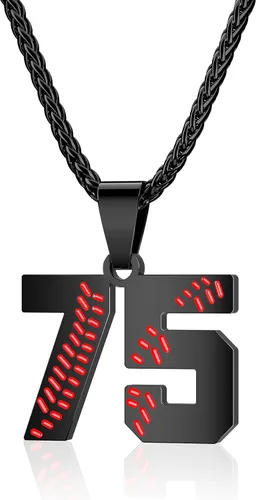 Miniatura 23 de Collar con número de béisbol para niños 00-99, collar con número de camiseta de béisbol de acero inoxidable, colgante personalizado, regalo