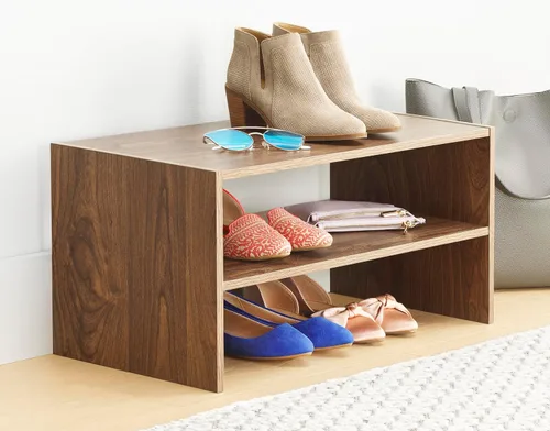 Miniatura 2 de Whitmor - Estante para zapatos apilable de madera con 2 estantes, nogal, 61 centímetros, paquete de 2