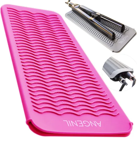 Miniatura 11 de ANGENIL - Alfombrilla de silicona resistente al calor para plancha plana, para viaje con doble voltaje, rizador de pelo, alisador de cabello, Rubor