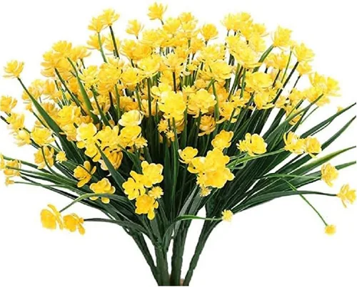 Miniatura 7 de Flores artificiales para exteriores, flores sintéticas para macetas de exterior, flores exteriores que se ven reales (14 unidades, naranja)