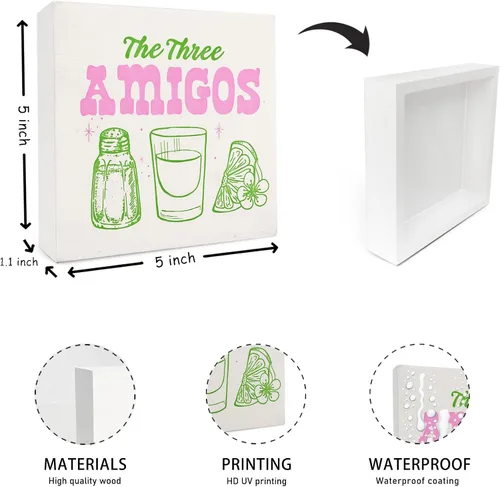 Miniatura 6 de Letrero de madera para bar de cóctel de margarita y tequila de cocina - Regalos modernos para amigos, divertido letrero de cocina de Los Tres Amigos