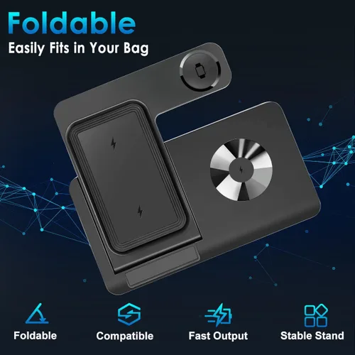 Miniatura 2 de Estación de carga 3 en 1 para múltiples dispositivos, cargador inalámbrico para iPhone serie 8-16 y Apple Watch, estación de carga inalámbrica