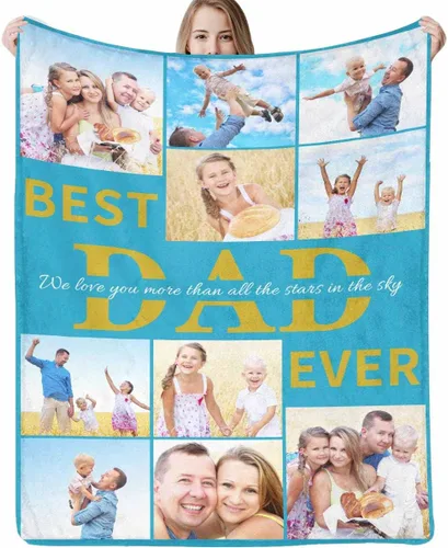 Miniatura 10 de Manta personalizada para el Día del Padre, regalo de hija, hijo, esposa, manta con imagen personalizada para papá, manta con imagen personalizada