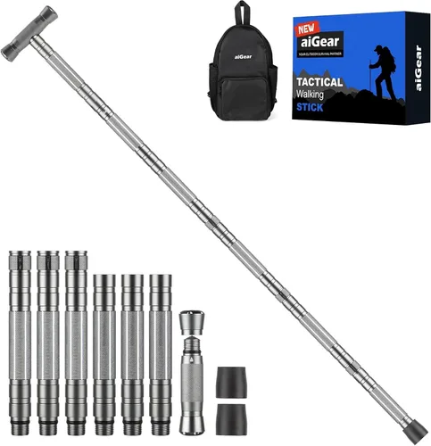 Miniatura 10 de aiGear G3 Tactical Walking Stick Self Defense, Upgraded Durable Hiking Stick with Multitool Adjustable 5-8 Tubes Modular Design for Hiking Camping