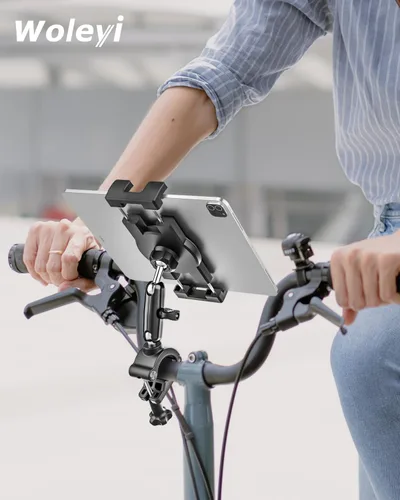 Miniatura 7 de Soporte para tableta de bicicleta, soporte para tableta de motocicleta con brazo de metal, abrazadera de bicicleta con ajuste de 360 grados