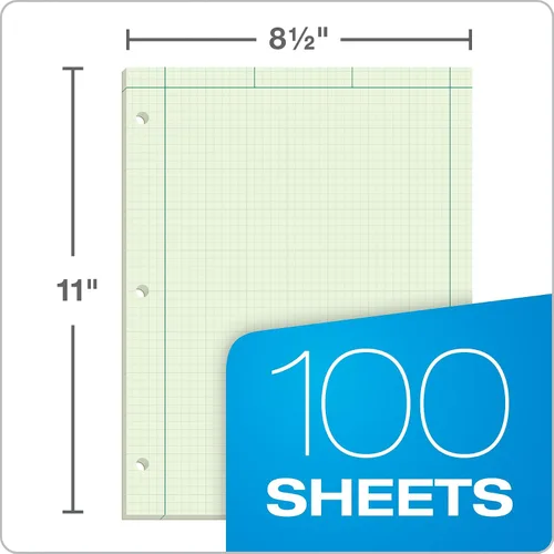 Miniatura 5 de TOPS 35510 bloc de hojas para ingeniería y computación, con 3 perforaciones, de 8.3 x 11 pulgadas, 5 cuadros por pulgada, 100 hojas, verde