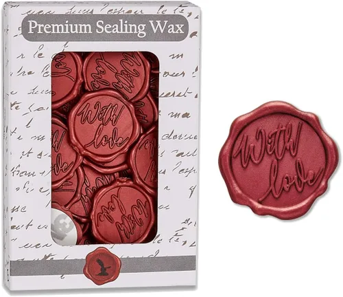 Miniatura 3 de with Love - Calcomanías adhesivas de cera para sellar, 25 unidades, prefabricadas con cera de sellado real (rojo carmesí)