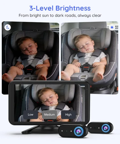 Miniatura 5 de LUCKVIEW BM2 PRO - Cámara doble para automóvil para bebé, pantalla HD 1080P de 5.2 pulgadas para asientos de automóvil orientados hacia atrás