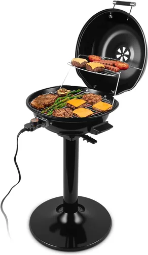Parrilla eléctrica, CUSIMAX - Parrilla eléctrica para interiores y exteriores de 1600W portátil con tapa para uso en interiores y exteriores, calor