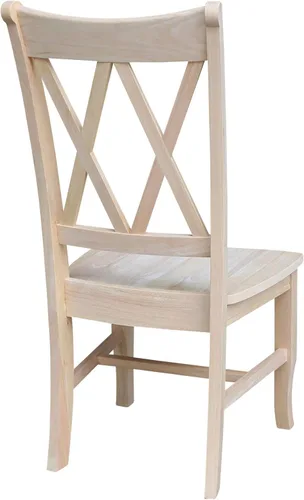 Miniatura 6 de IC International Concepts, Juego de 2 sillas de comedor dobles con respaldo en X, sin brazos, madera real, cocina/comedor/acento, 19.7 in de ancho x