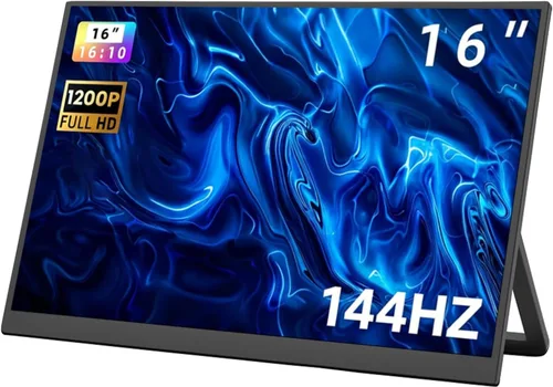 Monitor portátil para juegos de 16 pulgadas 144Hz 1200P FHD IPS, USB-C HDMI, segunda pantalla ultrafina para portátil Switch PS5 Xbox, monitor de