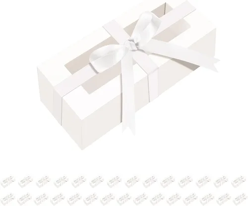 HAPPY POTATO Paquete de 30 cajas de macarrones para 4 o 5, 4 x 1.9 x 1.9 pulgadas, cajas de embalaje de macarrón, caja de macarrón blanco con